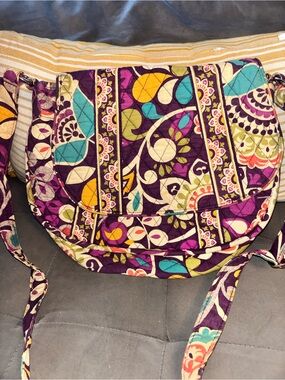 Vera Bradley Purple Quilted Floral Crossbody with Teal & Yellow Accents